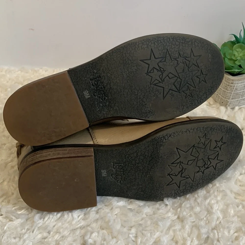 LATIGO Carly tan taupe Brown Leather Knit Crochet booties ankle Boots